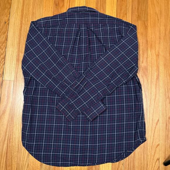 Ralph Lauren Classic Fit Windowpane Plaid Shirt Navy Blue Red White Button Down - Picture 3 of 6